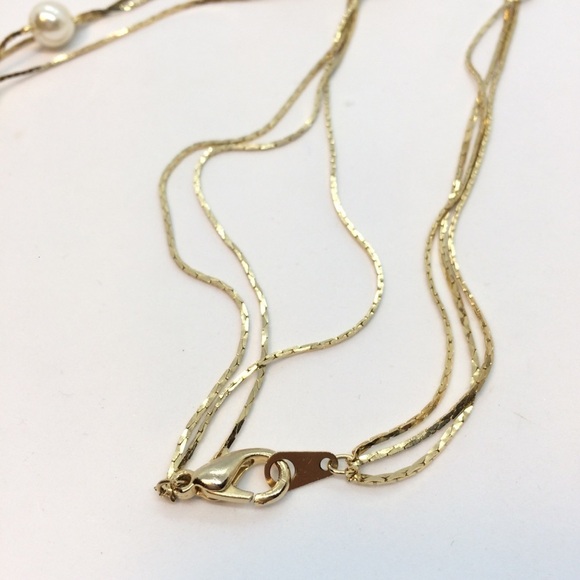 3/$30 VINTAGE 80S MULTI STRAND PEARL GOLD TONE BALL CHAIN NECKLACE LAYERED - Picture 9 of 13